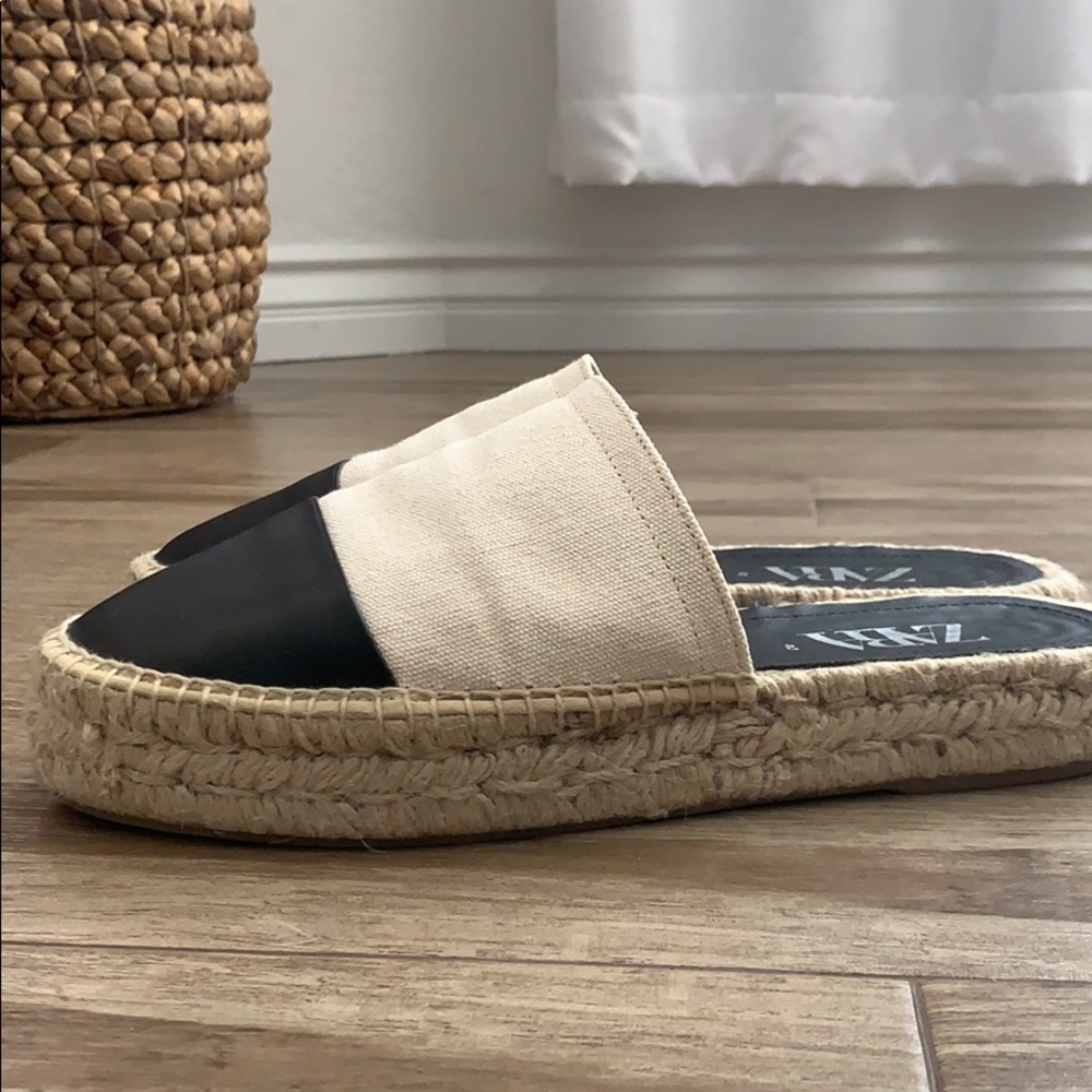 ZARA SLIP ON CANVAS SLIDE ESPADRILLES